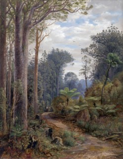 Among the kauris, Waitakeres, 1884. Creator: Charles Blomfield.