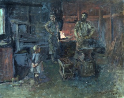 Blacksmith's shop in Tinakori Road, 1895. Creator: James McLauchlan Nairn.