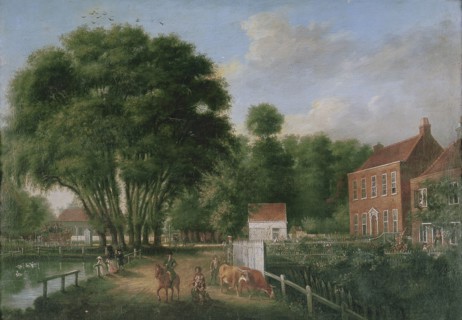 A landscape and figures, 1790. Creator: John Greenwood.