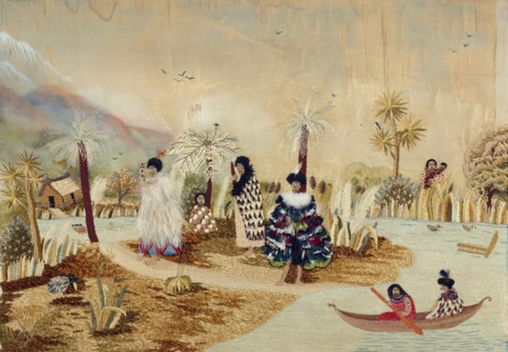 Embroidery, 'Wanganui River', 1891. Creator: Maud Mary Ann Brown.