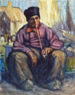 The old Dutchman with clay pipe, 1913. Creator: Maud Winifred Sherwood.