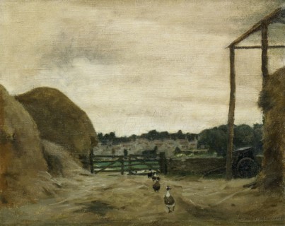 Burford from West Hall Hill, farmyard, 1916. Creator: Norman Garstin.