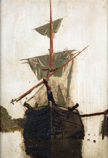 Sketch of a sailing ship  no. 2,  c1867-1870. Creator: Petrus van der Velden.