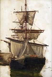 Sketch of a sailing ship  no. 1,  c1867-70. Creator: Petrus van der Velden.
