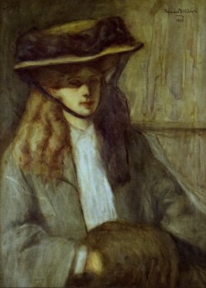 Woman with fur muff, 1906. Creator: Raymond McIntyre.