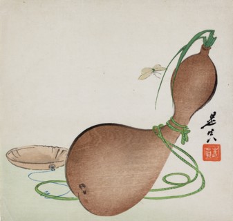 Gourd, butterfly and basket, (c1850s). Creator: Shibata Zeshin.