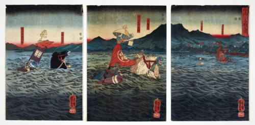 The Battle at Uji River, 1849. Creator: Utagawa Kuniyoshi.