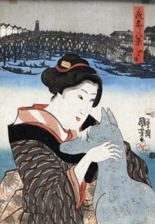 Yokkaichi, scene from the series Yomairi hakkei (Eight views of night visiting).,  c1844. Creator: Utagawa Kuniyoshi.
