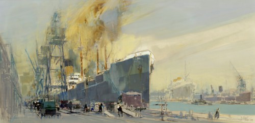 A scene in the Royal Albert Dock, London, 1929, 1929. Creator: William Walcot.