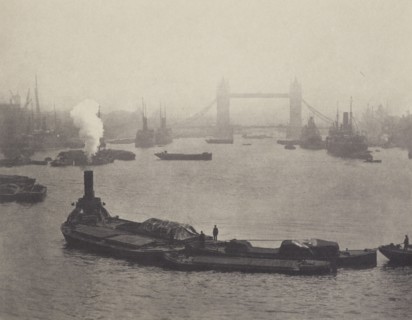The Pool of London from London Bridge. From the album: Photograph album - London, 1920s. Creator: Harry Moult.