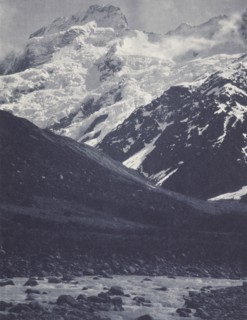 Mt Sefton from the Hooker Bridge. From the album: Record Pictures of New Zealand, 1920s. Creator: Harry Moult.