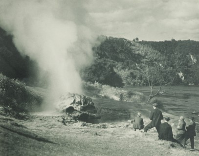 The Crows Nest Geyser at play, the spa grounds, Taupo district. From the album: Record..., 1920s. Creator: Harry Moult.