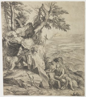 St Jerome reading in the desert, 1565. Creator: Cornelis Cort.