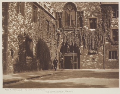 The entrance to the cloisters, Westminster Abbey. From the album: Photograph album - London, 1920s. Creator: Harry Moult.