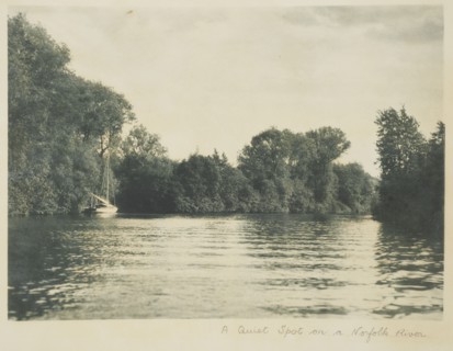 A quiet spot on a Norfolk river. From the album: Photograph album - England,  1920s. Creator: Harry Moult.