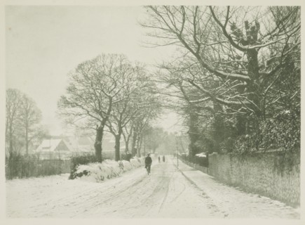 Snow on a country road. From the album: Photograph album - England,  1920s. Creator: Harry Moult.