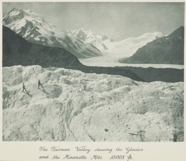 The Tasman Valley showing the Glacier and the Minarette Mts. 10,003 ft,  1920s. Creator: Harry Moult.