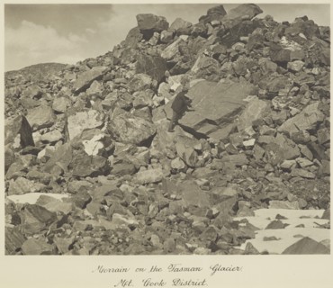 Moraine on the Tasman Glacier, Mt Cook district, 1920s. Creator: Harry Moult.