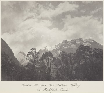 Castle Mountain from the Arthur Valley, on Milford Track, 1920s. Creator: Harry Moult.