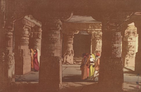 Third cave temple in Ellora,  c.1931. Creator: Hiroshi Yoshida.