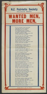 Poster, 'N.Z. Patriotic Society',  1915-1916. Creator: Yeoman & Barker.