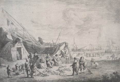 The fish-market on the shore at Scheveningen,  1673-1719. Creator: Peeter Bout.
