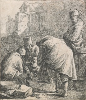 Man adjusting his footwear,  1631-1677. Creator: Thomas Wyck.