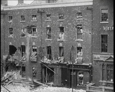 Damaged Buildings and Empty Streets in Dublin as a Result of Fighting, 1922. Creator: British Pathe Ltd.