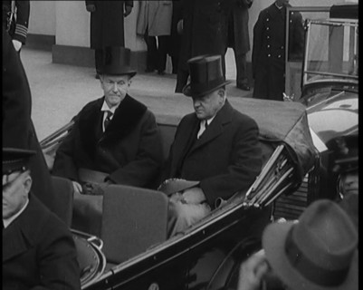 Former President Calvin Coolidge and President Herbert C Hoover Sitting in a Car at the..., 1929. Creator: British Pathe Ltd.