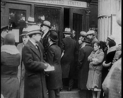 Unemployed People Gathering on the Streets , 1929. Creator: British Pathe Ltd.