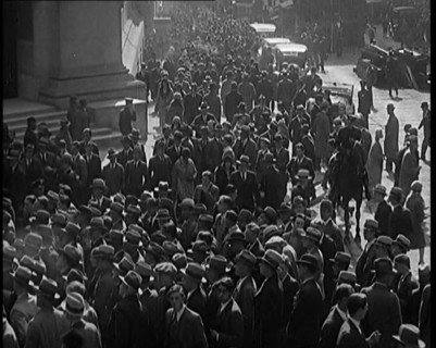 Unemployed People Gathering on the Streets , 1929. Creator: British Pathe Ltd.
