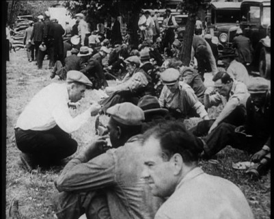 Large Crowd of American Civilians Eating Meals Outdoors, 1930. Creator: British Pathe Ltd.