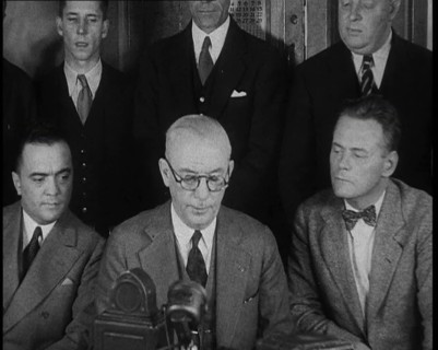 New York City Police Commissioner John Francis O'Ryan Making an Official Announcement, 1930s. Creator: British Pathe Ltd.