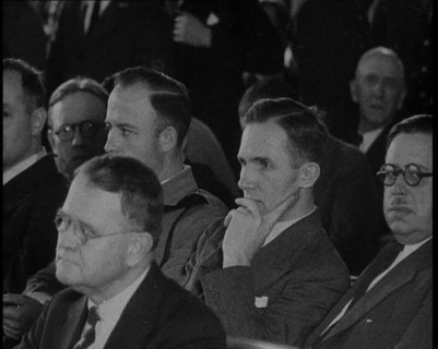 Bruno Richard Hauptmann in a Courtroom During His Trial in the Lindbergh's Kidnapping Case, 1930s. Creator: British Pathe Ltd.