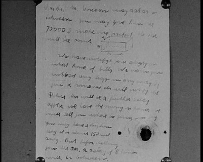 Notes of Ransom Being Shown as Articles of Evidence in the Lindbergh's Kidnapping Case Trial, 1930s. Creator: British Pathe Ltd.