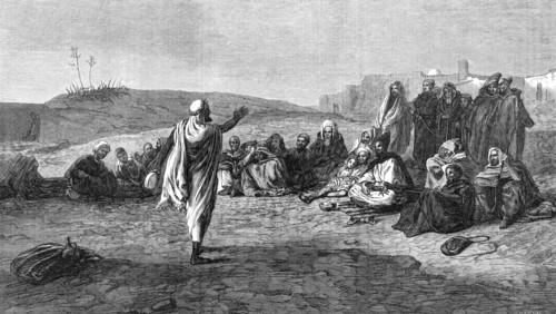 The Arab Storyteller, by J. E. Hodgson, in the Exhibition of the Royal Academy, 1869.  Creator: Horace Harral.