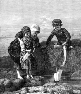 The Mariner’s Children, by Lawrence Duncan, exhibition..., Dudley Gallery, 1868. Creator: Unknown.