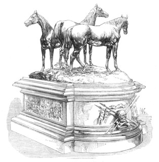 Centre ornament for the mess-table of the 17th Lancers,1869. Creator: Unknown.