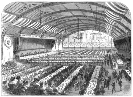Entertainment of Her Majesty's Ministers in the Volunteer Drill-Hall at Bristol, 1868. Creator: Unknown.