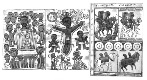 Facsimile of two pages of an Abyssinian Bible, 1868. Creator: Unknown.