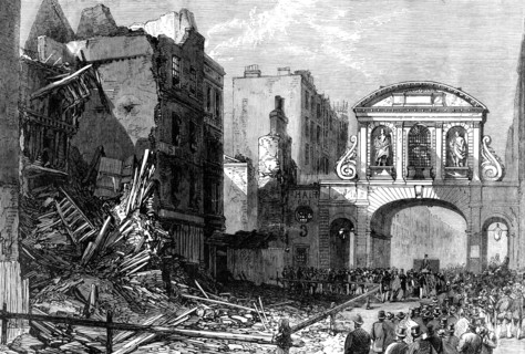 Forlorn condition of Temple-Bar, 1868. Creator: Unknown.