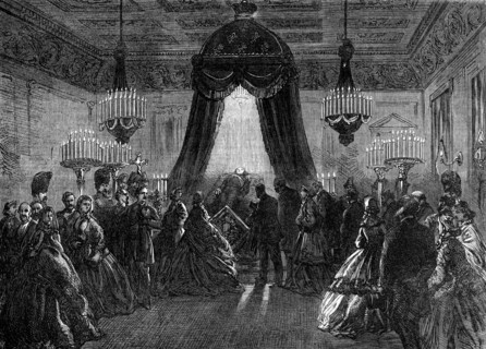 Funeral of the late King of the Belgians: the body lying in state...Royal Palace at Brussels, 1865. Creator: Unknown.