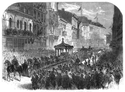 Funeral procession of the late Hon. Thomas d’Arcy M’Gee, at Montreal, Canada, 1868. Creator: Unknown.