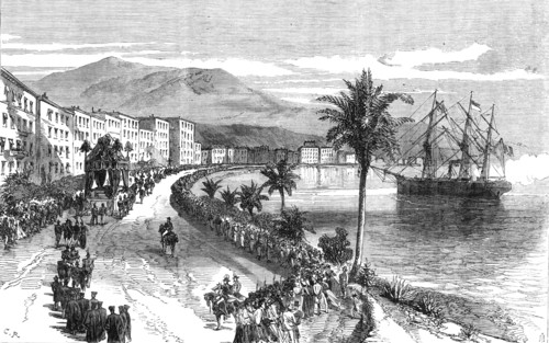 Funeral Procession of the late King of Bavaria at Nice: the cortége...Promenade des Anglais, 1868. Creator: C. R..