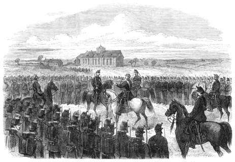 Inspection of the Essex Rifles (Militia) at Colchester, 1869. Creator: Unknown.