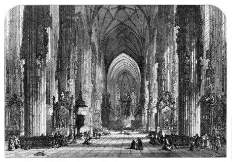 Interior of St. Stephen's, Vienna, by S. Read, 1868. Creator: William James Palmer.