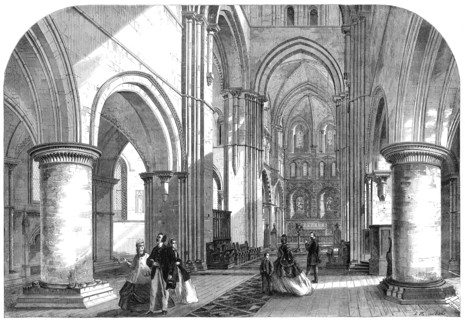 Interior of the Church of St. Cross, Winchester, lately restored, 1865. Creator: L. H. Michael.