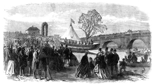 Lady Houghton naming the Pontefract and Goole Life-Boat, Ferrybridge, Knottingley, Yorkshire, 1865. Creator: Unknown.