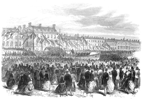 Launch of a life-boat at Weymouth, 1869. Creator: Unknown.