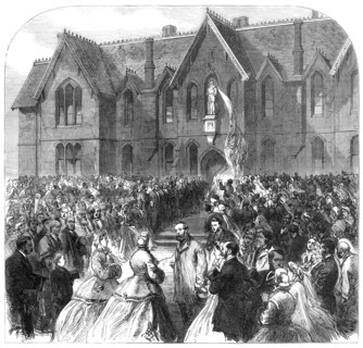 Opening of the Albert Infirmary...the statue of the late Prince Consort, Bishops Waltham..., 1865. Creator: Unknown.